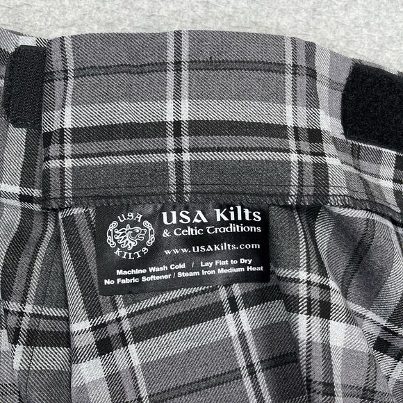 USA Kilts Celtic Traditions Kilt Mens Adjustable Size Gray Tartan Plaid Pleated - Picture 6 of 7